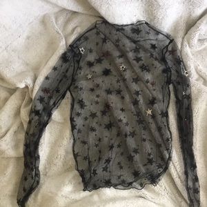 Black sheer Swarovski crystal embellished top